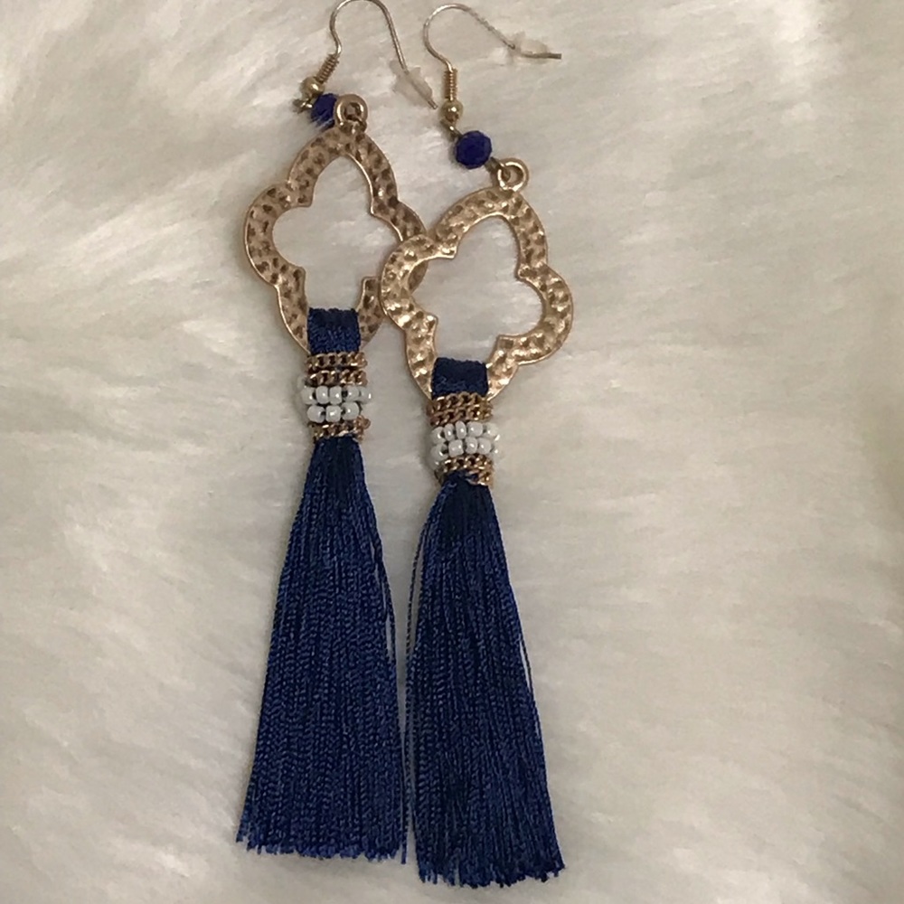 Blue tassel earrings